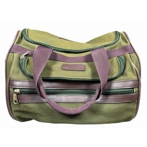 Orvis Battenkill Carry On Overnight Bag Green Canvas & Leather 15x10x11 Utility